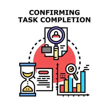 Confirming task completion process and progress verification Stock Illustration