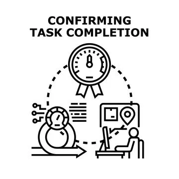 Confirming task completion workflow process icon Stock Illustration