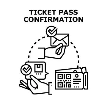 Confirming ticket pass reservation with digital message Illustrazione stock