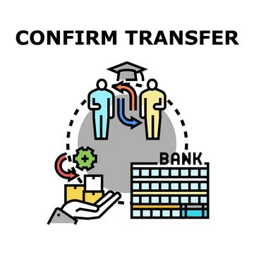 Confirming transfer transaction process for services and goods Stock Illustration