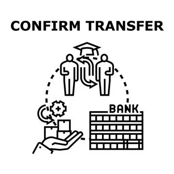 Confirming transfer transaction process for services and goods Stock Illustration