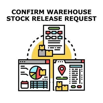 Confirming warehouse stock release request process Stock Illustration