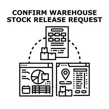 Confirming warehouse stock release request process Stock Illustration