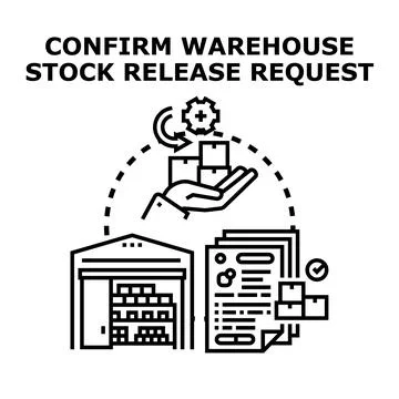 Confirming warehouse stock release request process Stock Illustration
