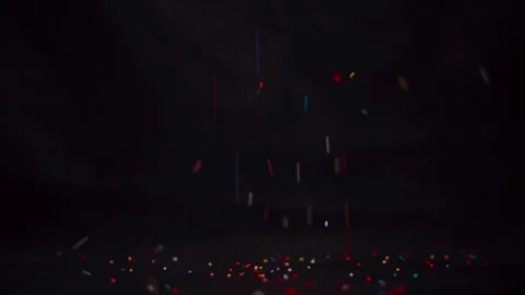 Confiti falls on the table. Stock Footage 163149353