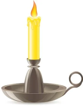 Conflagrant candle is in a candlestick Stock Illustration