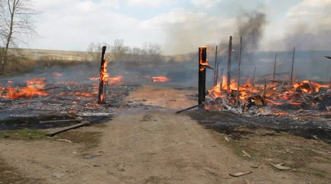Conflagration. Smoking. Fire. Stock Footage 37618872