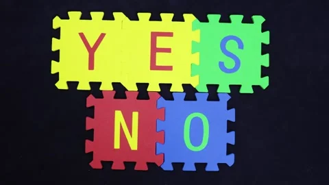 Conflict and solution foam letters yes and no on black Stock Footage 319025165