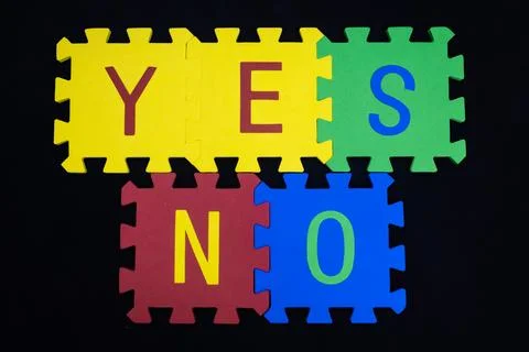 Conflict and solution foam letters yes and no on black 스톡 사진