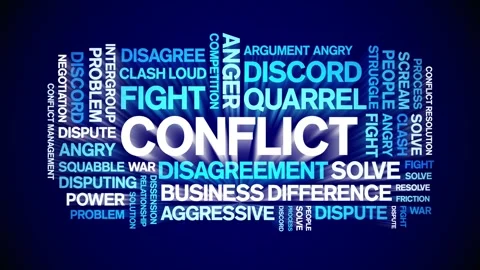 Conflict animated word cloud,animation t... | Stock Video | Pond5