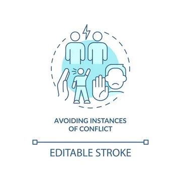 Conflict avoidance at workplace blue concept icon Stock Illustration