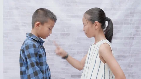 The conflict between asian boy and a girl. Stock Footage 116761789