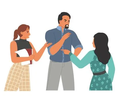 Conflict between colleagues at work flat vector Stock Illustration