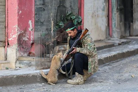 The conflict between Kurdish forces SDF and the Syrian army Stock Photos