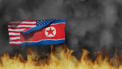 Conflict between USA and North Korea - 30 FPS Stock Footage 89696374