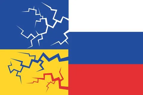 Conflict, clash and tension between Ukraine and Russia is leading to pressure Stock Illustration