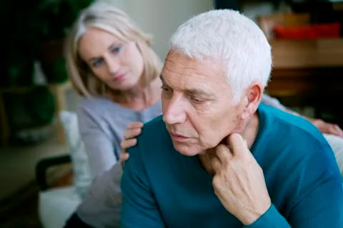 Conflict in an elderly couple Stock Photos