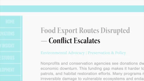 Conflict escalates fast sequence news articles headline title animation Stock Footage 332341106