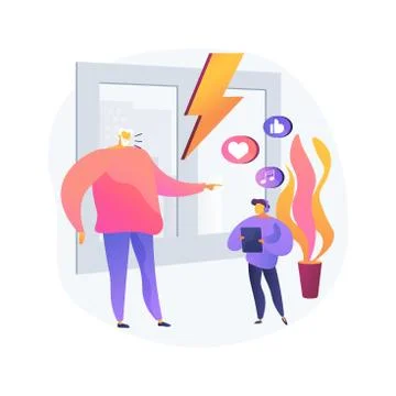 Conflict of generations abstract concept vector illustration. Illustrazione stock