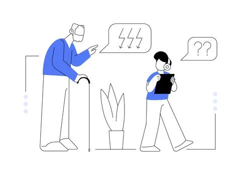 Conflict of generations abstract concept vector illustration. Stock Illustration