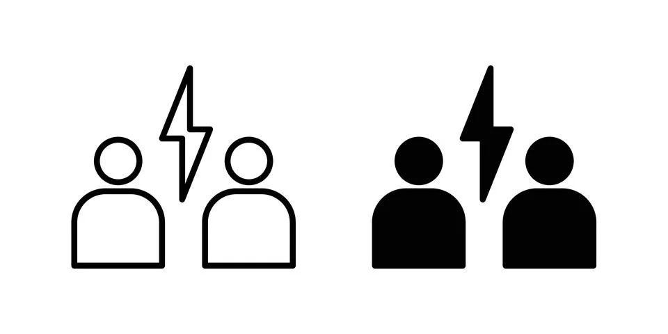Conflict icon vector template set in black Stock Illustration