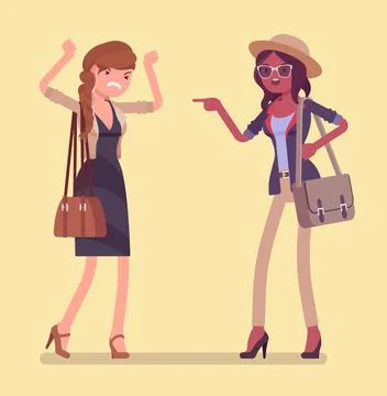Conflict of interest for girlfriends, professional, difference of opinions Stock Illustration