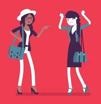 Conflict of interest for girlfriends, professional, difference of opinions Stock Illustration