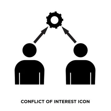 Conflict of interest icon,flat vector sign isolated on white background. Simp Stock Illustration