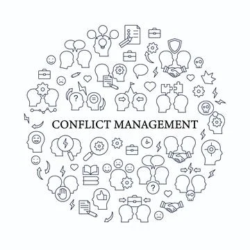 Conflict management circle poster Stock Illustration