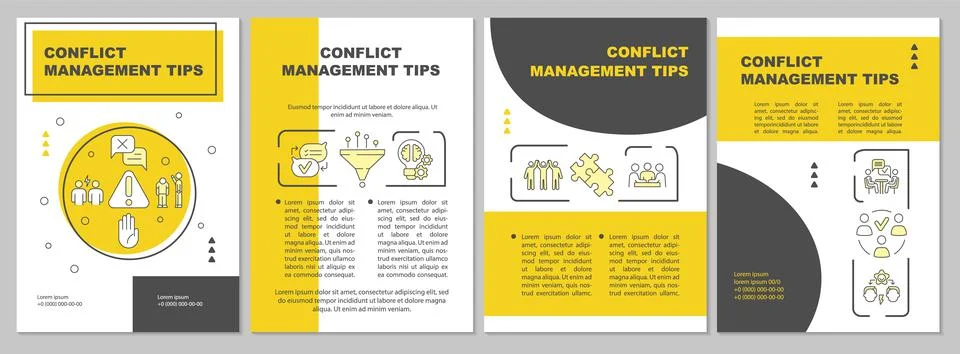 Conflict management tips yellow brochure template Illustrazione stock
