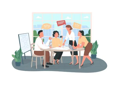 Conflict in office 2D vector web banner, poster Stock Illustration