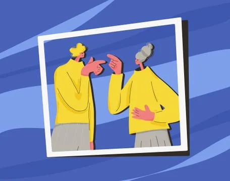 Conflict. Pair during argument. Quarrel concept. Bad relationship between fri Stock Illustration