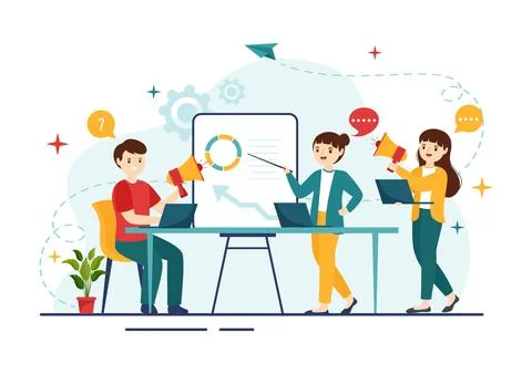 Conflict Resolution and Management Vector Illustration with Two Society Gro.. Stock Illustration