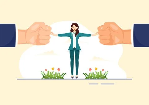 Conflict Resolution and Management Vector Illustration with Two Society Gro.. Stock Illustration