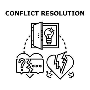 Conflict resolution concept finding solution to problems Illustrazione stock