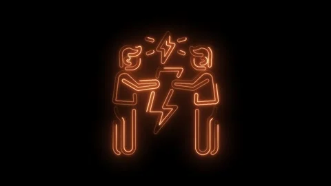 Conflict resolution with electric shock confrontation two people arguing ne.. Stock Footage 345986471