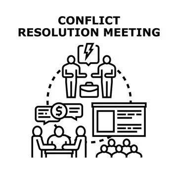 Conflict resolution meeting finding agreement solution Stock Illustration