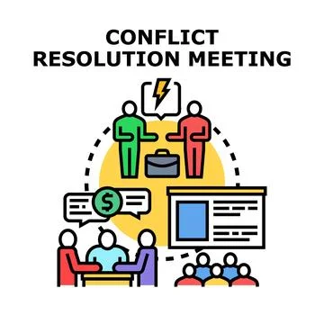 Conflict resolution meeting finding agreement solution Stock Illustration
