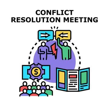 Conflict resolution meeting process negotiating agreement in business Stock Illustration