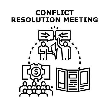 Conflict resolution meeting process negotiating agreement in business Stock Illustration
