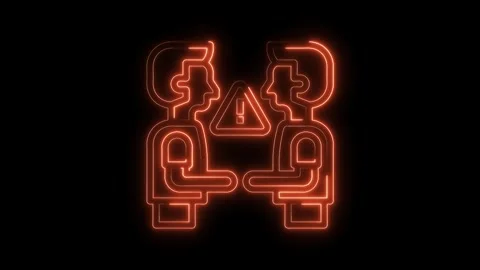 Conflict resolution neon concept depicting disagreement warning sign between two Stock Footage 322971186