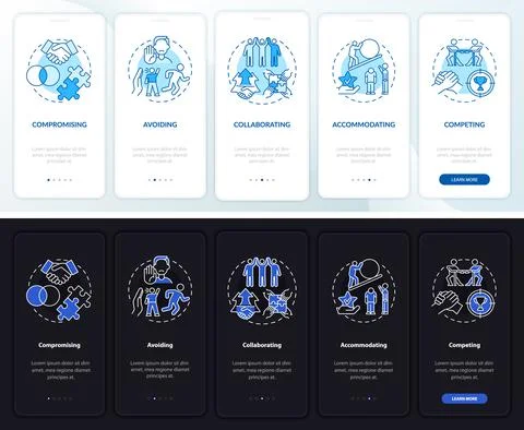 Conflict resolution onboarding mobile app page screen Stock Illustration