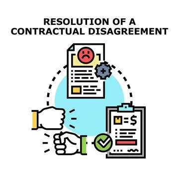 Conflict resolution process for a contractual disagreement Stock Illustration