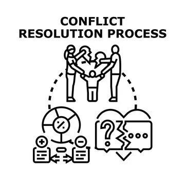 Conflict resolution process finding family legal solution Illustration
