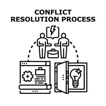 Conflict resolution process leading to new ideas and solutions Stock Illustration