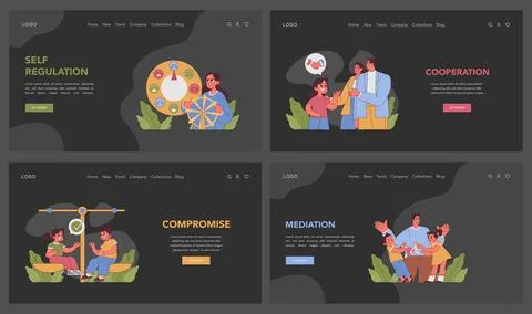 Conflict Resolution set. Flat vector illustration Stock Illustration