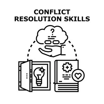 Conflict resolution skills managing problem solving process Stock Illustration