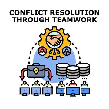 Conflict resolution through teamwork concept vector Stock Illustration