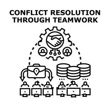 Conflict resolution through teamwork concept vector Stock Illustration