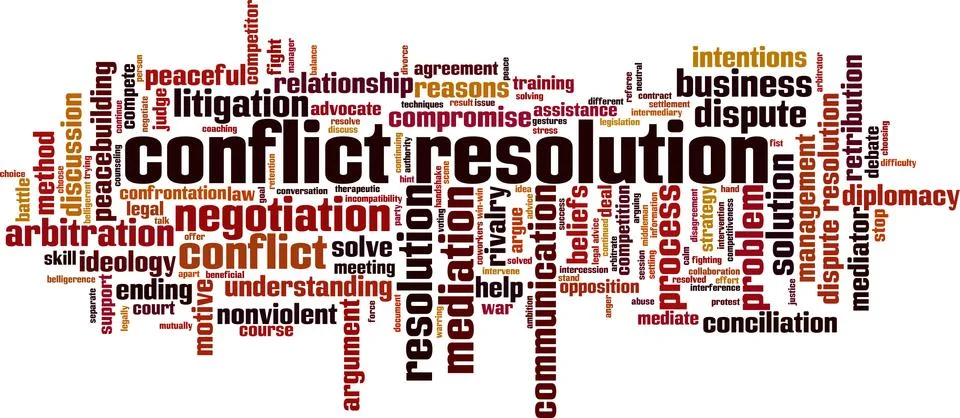 Conflict resolution word cloud Stock Illustration